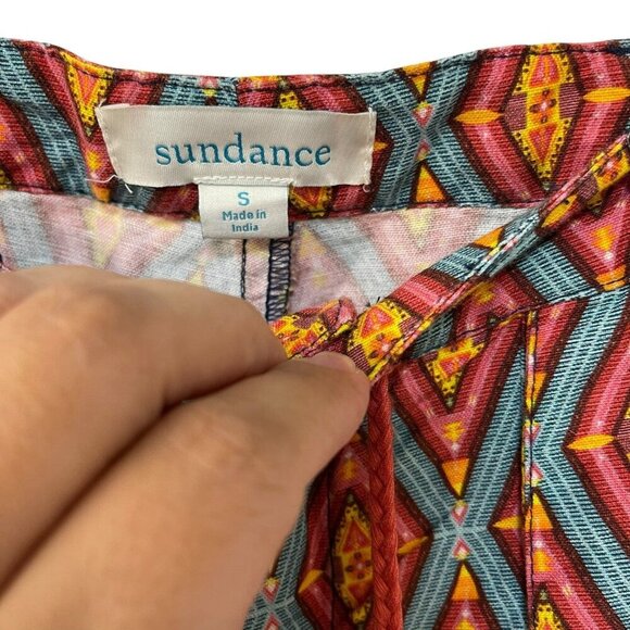 Sundance Women's Kalini Linen Cuffed Shorts Size Small Pockets Zipper Rust/Navy - Picture 2 of 5